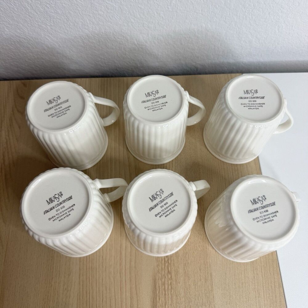 Mikasa Italian Countryside Coffee Mugs 3 3/4" Tall DD900 White 10 oz. (Set Of 6) - Picture 5 of 5